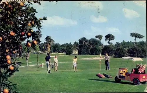 Ak Florida USA, Personen auf dem Golfplatz