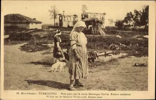Ak Saloniki Thessaloniki Griechenland, Petit pays sur la route Salonique-Verria
