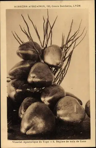 Ak Togo, Missions Africaines, Vicariat Apostolique, Regime de noix de Coco