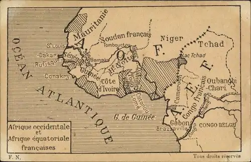 Landkarten Ak Afrique occidentale et Afrique équatoriale francaises