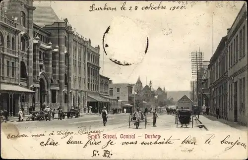 Ak Durban Südafrika, Smith Street, Straßenpartie in der Stadt