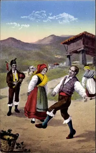 Ak Oviedo Asturias Spanien, Tänzer in Trachten