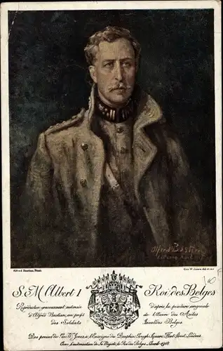 Künstler Ak König Albert I. von Belgien, Portrait