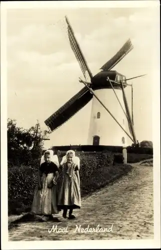 Ak Mooi Nederland, Niederlande, Windmühle, Niederländische Tracht