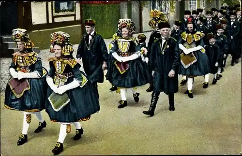 Ak Hessische Trachten, Schwälmer Hochzeitszug