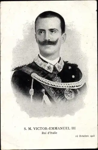 Ak Viktor Emanuel III König von Italien, Portrait, Orden