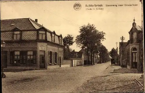 Ak Achterbroek Flandern Antwerpen, Steenweg naar Brasschaat