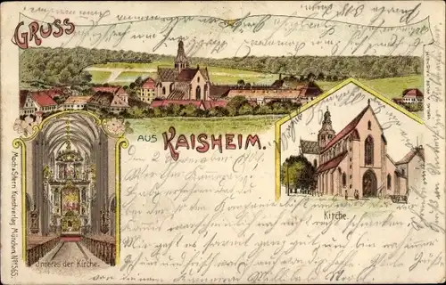 Litho Kaisheim in Schwaben, Gesamtansicht, Kirche, Innenansicht