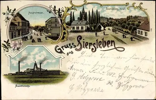 Litho Siersleben Gerbstedt im Harzvorland, Hauptstraße, Niewandtschächte