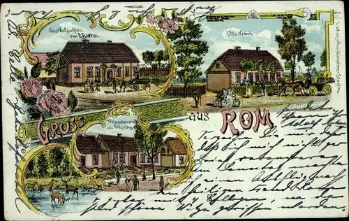 Litho Rom in Mecklenburg, Gasthof, Villa, Wagenbauerei