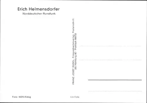 Ak Fernsehmoderator Erich Helmensdorfer, Norddeutscher Rundfunk