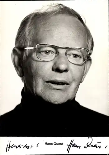 Ak Schauspieler Hans Quest, Portrait, Autogramm, Brille