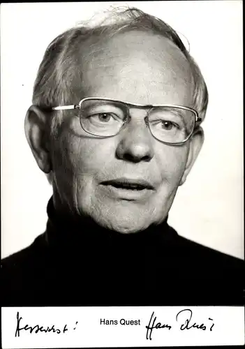 Ak Schauspieler Hans Quest, Portrait, Autogramm, Brille