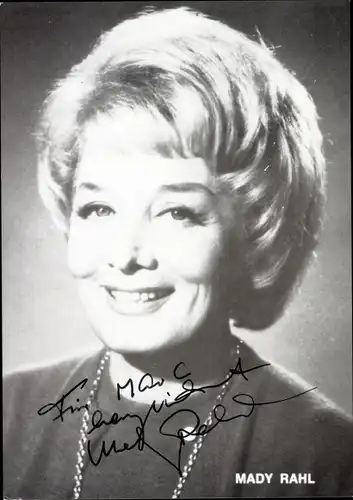 Ak Schauspielerin Mady Rahl, Portrait, Autogramm