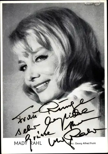 Ak Schauspielerin Mady Rahl, Portrait, Autogramm