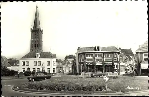 Ak Steenwijk Overijssel, R.K. Kerk, Kreisverkehr