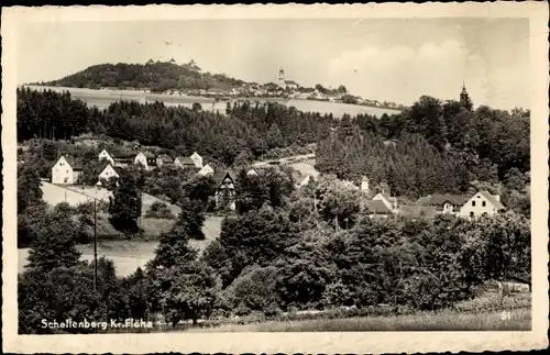 Ak Schellenberg Leubsdorf in Sachsen, Gasthaus Höllmühle, Panorama mit Augustusburg