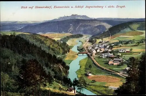 Ak Hennersdorf Augustusburg im Erzgebirge, Kunnerstein, Schloss Augustusburg