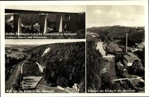 Ak Siebenlehn Großschirma in Sachsen, Reichsautobahnbrücke Muldental
