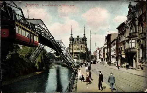 Ak Barmen Wuppertal, Schwebebahn und Neuerweg