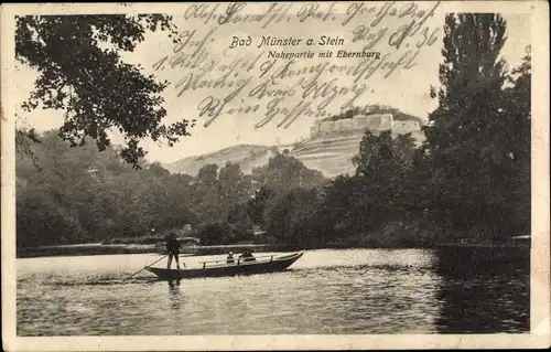 Ak Bad Münster am Stein, Ebernburg, Nahepartie, Boot