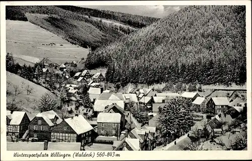 Ak Willingen im Upland Waldeck Hessen, Ortsansicht im Winter