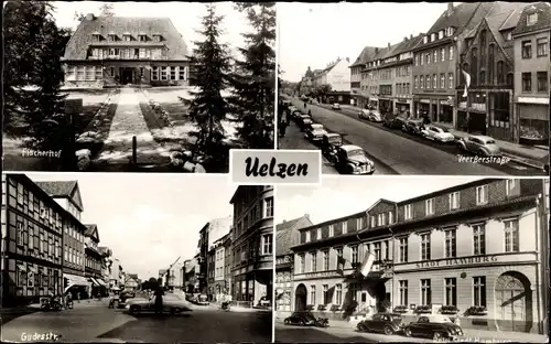 Ak Uelzen in Niedersachsen, Fischerhof, Hotel Stadt Hamburg, Gudestraße, Veerßerstraße