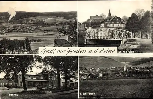 Ak Freden an der Leine Niedersachsen, Bahnhof, Leinebrücke, Kleinfreden, Blick vom Selter