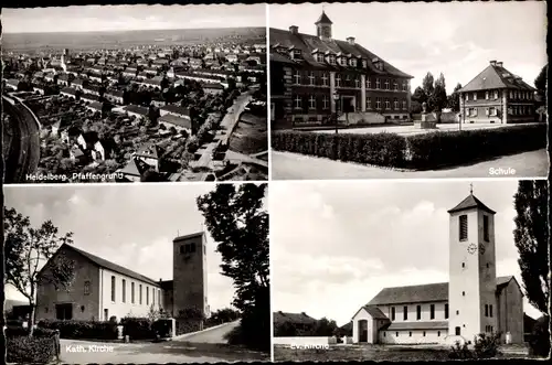 Ak Heidelberg am Neckar, Pfaffengrund, Schule, Katholische Kirche, Evangelische Kirche