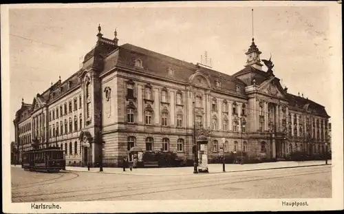 Ak Karlsruhe in Baden, Hauptpost