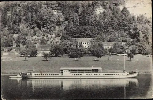 Ak Stadt Wehlen an der Elbe Sächsische Schweiz, Schwimmende Jugendherberge