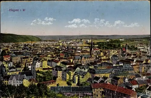 Ak Hagen in Westfalen, Panorama vom Ort