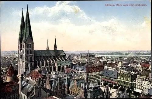 Ak Hansestadt Lübeck, Blick vom Petrikirchturm