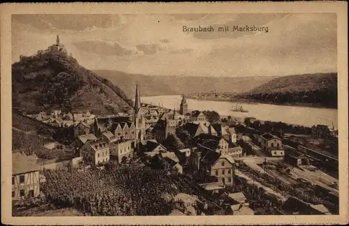 Ak Braubach am Rhein, Marksburg, Panorama