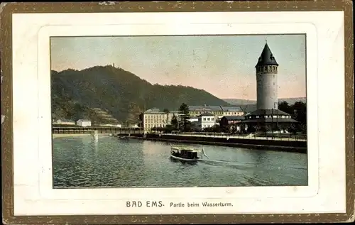 Präge Passepartout Ak Bad Ems an der Lahn, Wasserturm