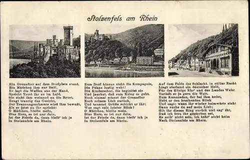 Ak Stolzenfels Koblenz am Rhein, Gedicht, Stadtansicht