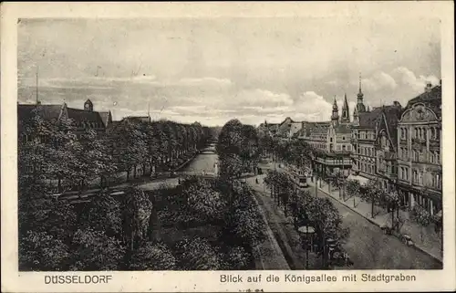 Ak Düsseldorf am Rhein, Blick auf Königsallee mit Stadtgraben