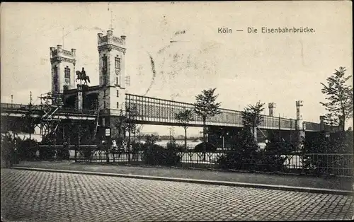 Ak Köln am Rhein, Eisenbahnbrücke