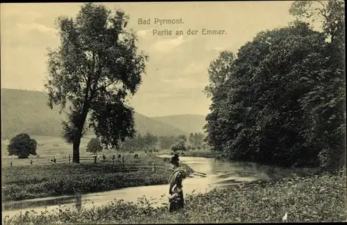 Ak Bad Pyrmont in Niedersachsen, Partie an der Emmer