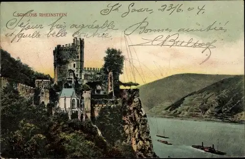 Ak Trechtingshausen am Rhein, Burg Rheinstein, Schloss