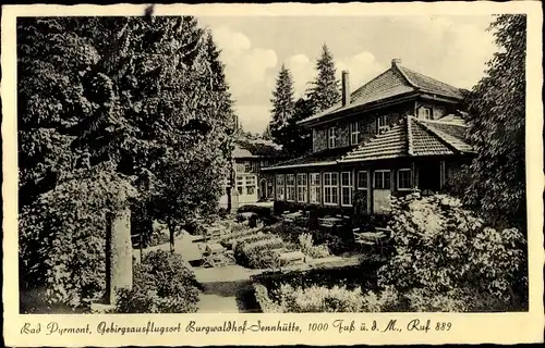 Ak Bad Pyrmont, Gebirgsausflugsort Burgwaldhof Sennhütte