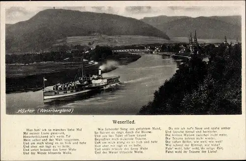 Lied Ak Höxter an der Weser, Weserlied, Dampfer