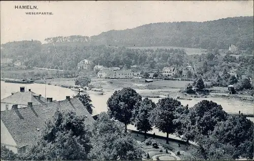 Ak Hameln an der Weser Niedersachsen, Weserpartie