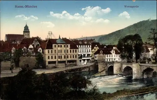 Ak Hann. Münden in Niedersachsen, Werrapartie