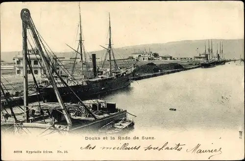 Ak Suez Ägypten, Docks et la Rade