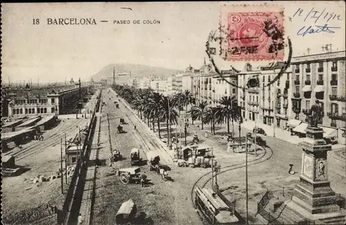 Ak Barcelona Katalonien Spanien, Paseo de Colón