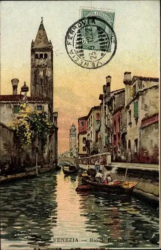 Künstler Ak Venezia Venedig Veneto, Rio S. Barnaba, Turm