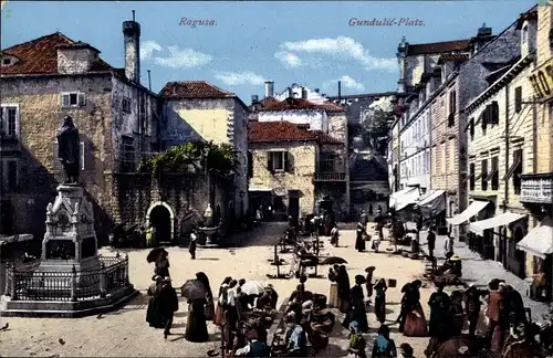 Ak Ragusa Dubrovnik Kroatien, Gundulic Platz