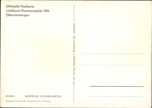 Ak Oberammergau in Oberbayern, Passionsspiele 1934, Annas, A. Lechner