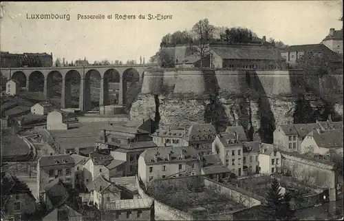 Ak Luxemburg Luxembourg, Passerelle et Rochers du St. Esprit